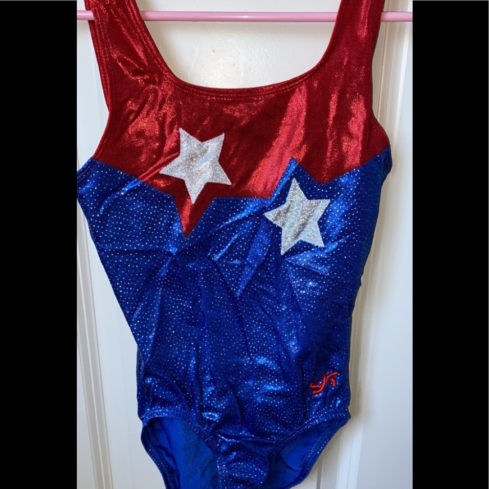 Red white and blue star gymnastics leotard GK